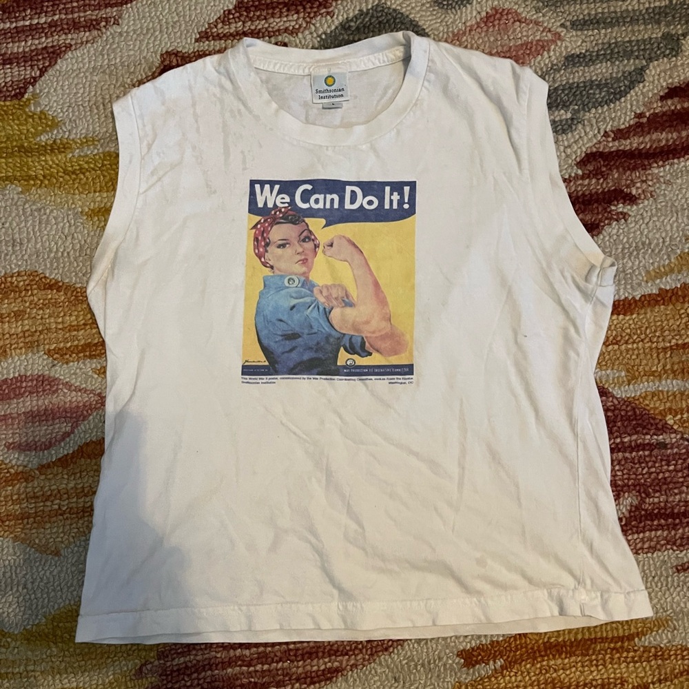 White Sleeveless 'We Can Do It!' Graphic Tee